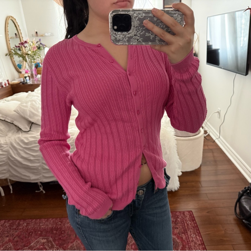 Foxcroft Pink Knit Cardigan🎀
